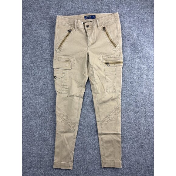Polo Ralph Lauren Cargo Pants Womens 8 Stretch Utility Zipper Pockets Casual - Picture 1 of 8